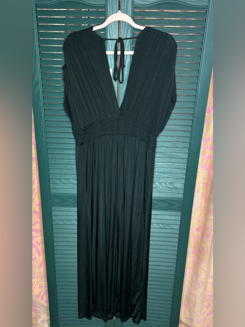 NWT Black V-Neck Smocked Waist Maxi Dress Size 1X